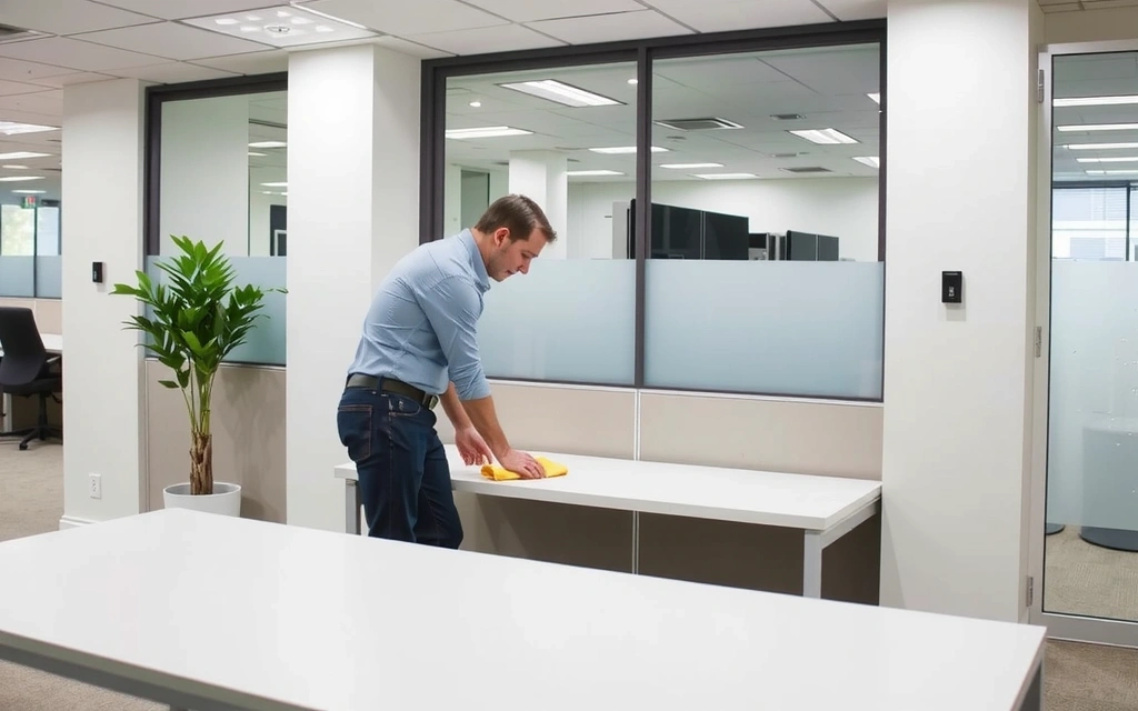 Ilustrace komerčního úklidu kanceláří
