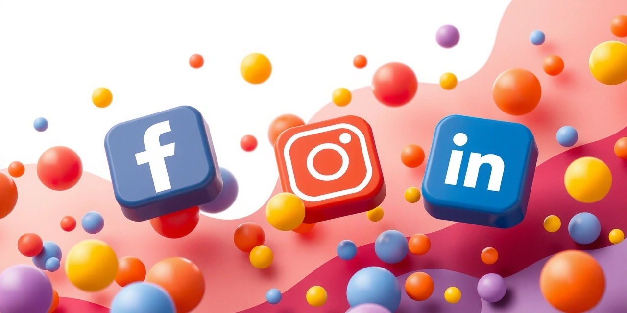 Ikony sociálních sítí se stylizovaným pozadím